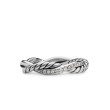 Petite Infinity Band Ring in Sterling Silver with Pave Diamonds