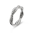 Petite Infinity Band Ring in Sterling Silver with Pave Diamonds