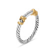 Petite Helena Wrap Band Ring in Sterling Silver with 18K Yellow Gold and Diamonds, 4mm