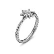Petite Starburst Ring in Sterling Silver with Pave Diamonds