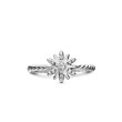Petite Starburst Ring in Sterling Silver with Pave Diamonds