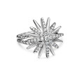 Starburst Ring in Sterling Silver with Pave Diamonds