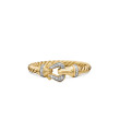 Petite Buckle Ring in 18K Yellow Gold with Diamonds, 2mm