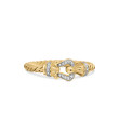 Petite Buckle Ring in 18K Yellow Gold with Pave Diamonds