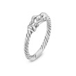 Petite Buckle Ring in Sterling Silver and Diamonds, 2mm