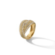 DY Origami Ring in 18K Yellow Gold with Pave Diamonds