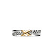 Petite X Ring in Sterling Silver with 18K Yellow Gold