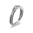 Petite X Ring in Sterling Silver with Pave Diamonds