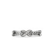 Petite X Ring in Sterling Silver with Pave Diamonds