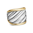 Sculpted Cable Saddle Ring in Sterling Silver with 18K Yellow Gold