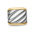 Sculpted Cable Saddle Ring in Sterling Silver with 18K Yellow Gold