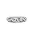 Cable Edge™ Band Ring in Recycled Sterling Silver with Pave Diamonds