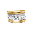 DY Mercer® Multi Row Ring in Sterling Silver with 18K Yellow Gold and Diamonds, 14mm