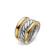 DY Mercer® Multi Row Ring in Sterling Silver with 18K Yellow Gold and Diamonds, 14mm