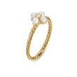 Petite Modern Renaissance Ring in 18K Yellow Gold with Pearls and Diamonds, 1.7mm