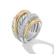 DY Mercer™ Multi Row Ring in Sterling Silver with 18K Yellow Gold and Diamonds, 21mm