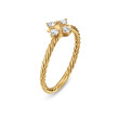 Petite Modern Renaissance Pyramid Ring in 18K Yellow Gold with Diamonds, 1.7mm