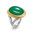 Albion® Oval Ring in Sterling Silver with 18K Yellow Gold and Green Onyx, 21mm