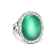 Albion® Oval Ring in Sterling Silver with Lagoon Orchid and Diamonds, 21mm