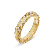 Sculpted Cable Band Ring in 18K Yellow Gold with Diamonds, 4.6mm