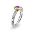 Petite Cable Ring in Sterling Silver with 14K Yellow Gold and Amethyst, 2.8mm
