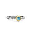 Petite Cable Ring in Sterling Silver with 14K Yellow Gold and Blue Topaz, 2.8mm
