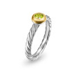 Petite Cable Ring in Sterling Silver with 14K Yellow Gold and Peridot, 2.8mm