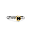 Petite Modern Cable Ring in Sterling Silver with 14K Yellow Gold and Black Onyx, 2.8mm
