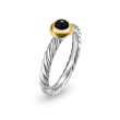 Petite Modern Cable Ring in Sterling Silver with 14K Yellow Gold and Black Onyx, 2.8mm