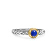 Petite Cable Ring in Sterling Silver with 14K Yellow Gold and Lapis Lazuli, 2.8mm