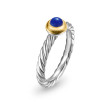 Petite Cable Ring in Sterling Silver with 14K Yellow Gold and Lapis Lazuli, 2.8mm