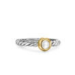 Petite Cable Ring in Sterling Silver with 14K Yellow Gold and Pearl, 2.8mm