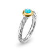 Petite Cable Ring in Sterling Silver with 14K Yellow Gold and Turquoise, 2.8mm