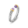Petite Cable Open Ring in Sterling Silver with 14K Yellow Gold and Amethyst, 3.4mm