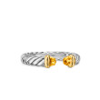 Petite Cable Open Ring in Sterling Silver with 14K Yellow Gold and Citrine, 3.4mm