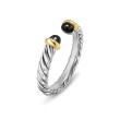 Petite Cable Open Ring in Sterling Silver with 14K Yellow Gold and Black Onyx, 3.4mm