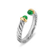 Petite Cable Open Ring in Sterling Silver with 14K Yellow Gold and Green Onyx, 3.4mm