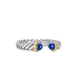 Petite Cable Open Ring in Sterling Silver with 14K Yellow Gold and Lapis, 3.4mm