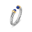 Petite Cable Open Ring in Sterling Silver with 14K Yellow Gold and Lapis, 3.4mm