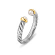 Petite Cable Open Ring in Sterling Silver with 14K Yellow Gold and Pearls, 3.4mm
