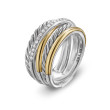 Crossover Five Row Ring in Sterling Silver with 18K Yellow Gold and Diamonds, 11mm