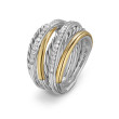 Crossover Seven Row Ring in Sterling Silver with 18K Yellow Gold amd Diamonds, 16mm