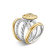 DY Mercer® Four Row Stone Ring in Sterling Silver with 18K Yellow Gold, Champagne Citrine and Diamonds, 14mm