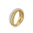 Crossover Two Row Ring in 18K Yellow Gold with Diamonds, 7.5mm