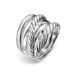 Crossover Five Row Ring in Sterling Silver, 17.5mm