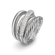 Crossover Five Row Ring in Sterling Silver with Diamonds, 17.5mm