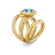 DY Mercer® Three Row Stone Ring in 18K Yellow Gold with Sky Blue Topaz and Diamonds, 12mm