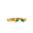 Micro Cablespira® Flex Open Ring in 18K Yellow Gold with Emeralds, 2.5mm