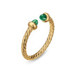 Micro Cablespira® Flex Open Ring in 18K Yellow Gold with Emeralds, 2.5mm