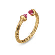 Micro Cablespira® Flex Open Ring in 18K Yellow Gold with Rubies, 2.5mm